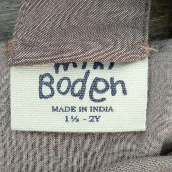 Mini Boden Girls Brown Sleeveless Striped Cotton Summer Dress Outfit Size 1.5-2Y - Picture 7 of 9